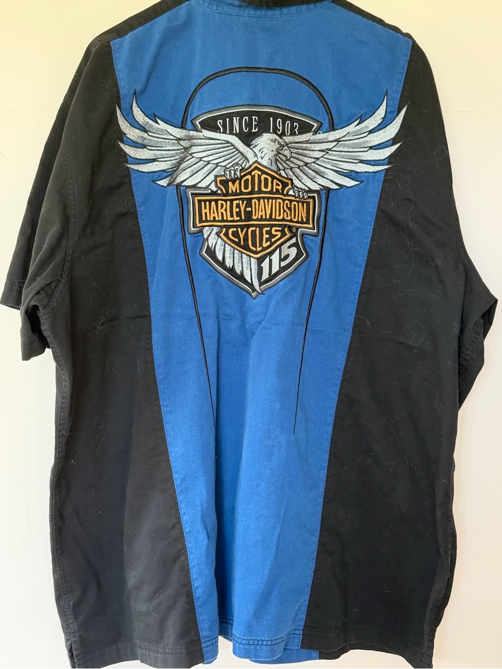 Harley Davidson Mechanic Button Down 115th Anniversary Eagle Blue Gold 4xl